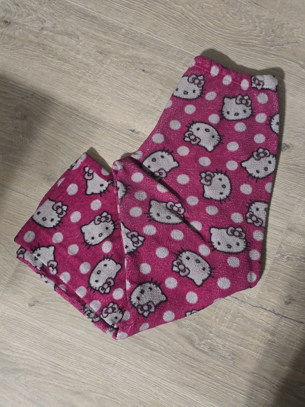 Sanrio Hello Kitty Hot Pink and White Polka Dot Fleece Pajama Pants